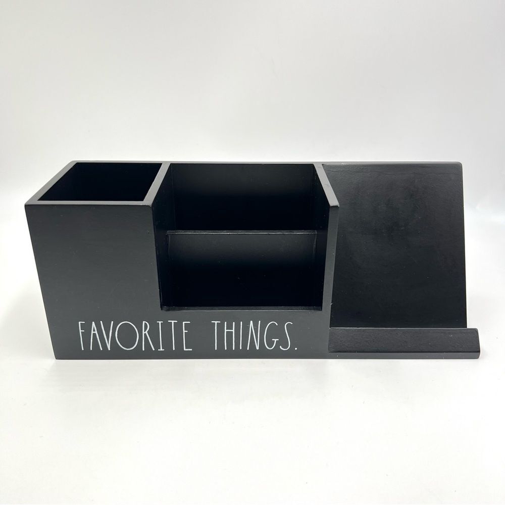 Rae Dunn FAVORITE THINGS Black Wooden Desk‎ Organizer